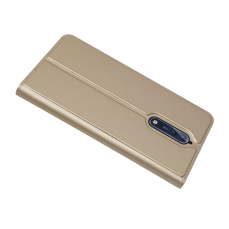 เคส Nokia 8 #เคสฝาพับหนัง PU Magnetic Adsorption Stand Leather Card Holder สวยงามทันสมัย