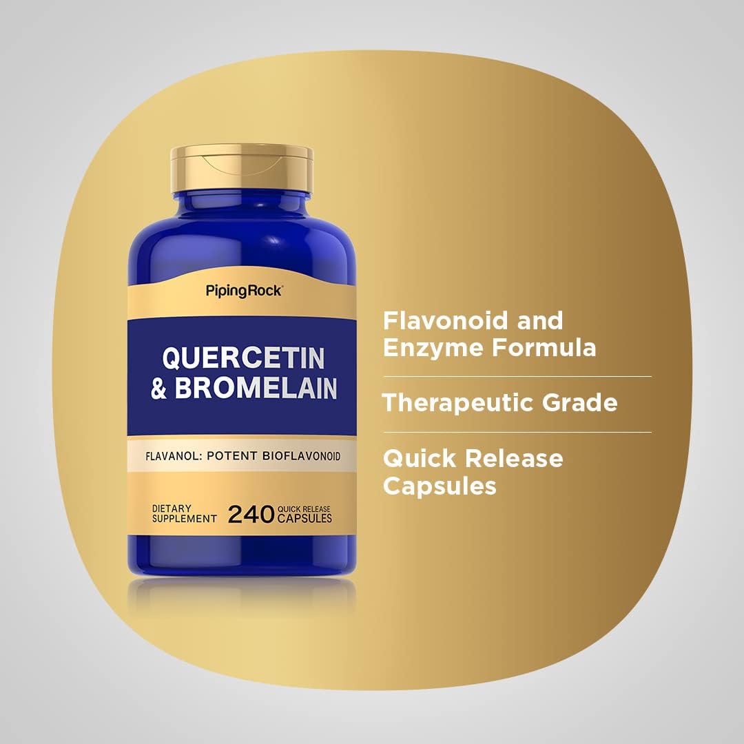 เควอซิทิน และโบรเมแลน Quercetin & Bromelain 240 Capsules (Piping Rock®)