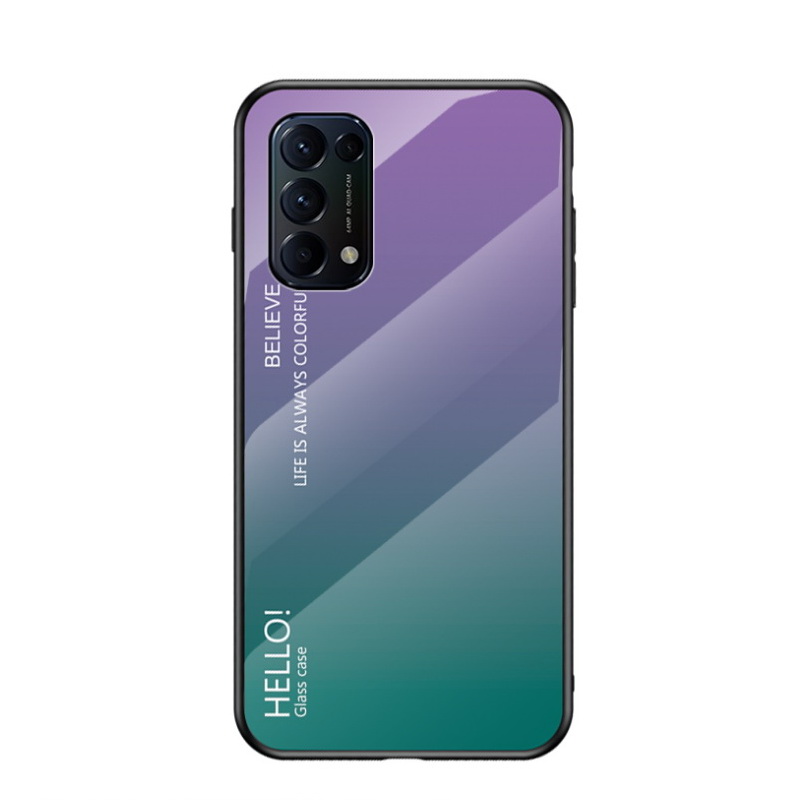 เคส OPPO Reno 5 Pro 5G #เคสฝาหลัง Gradient Color Glass + PC + TPU Hybrid Case