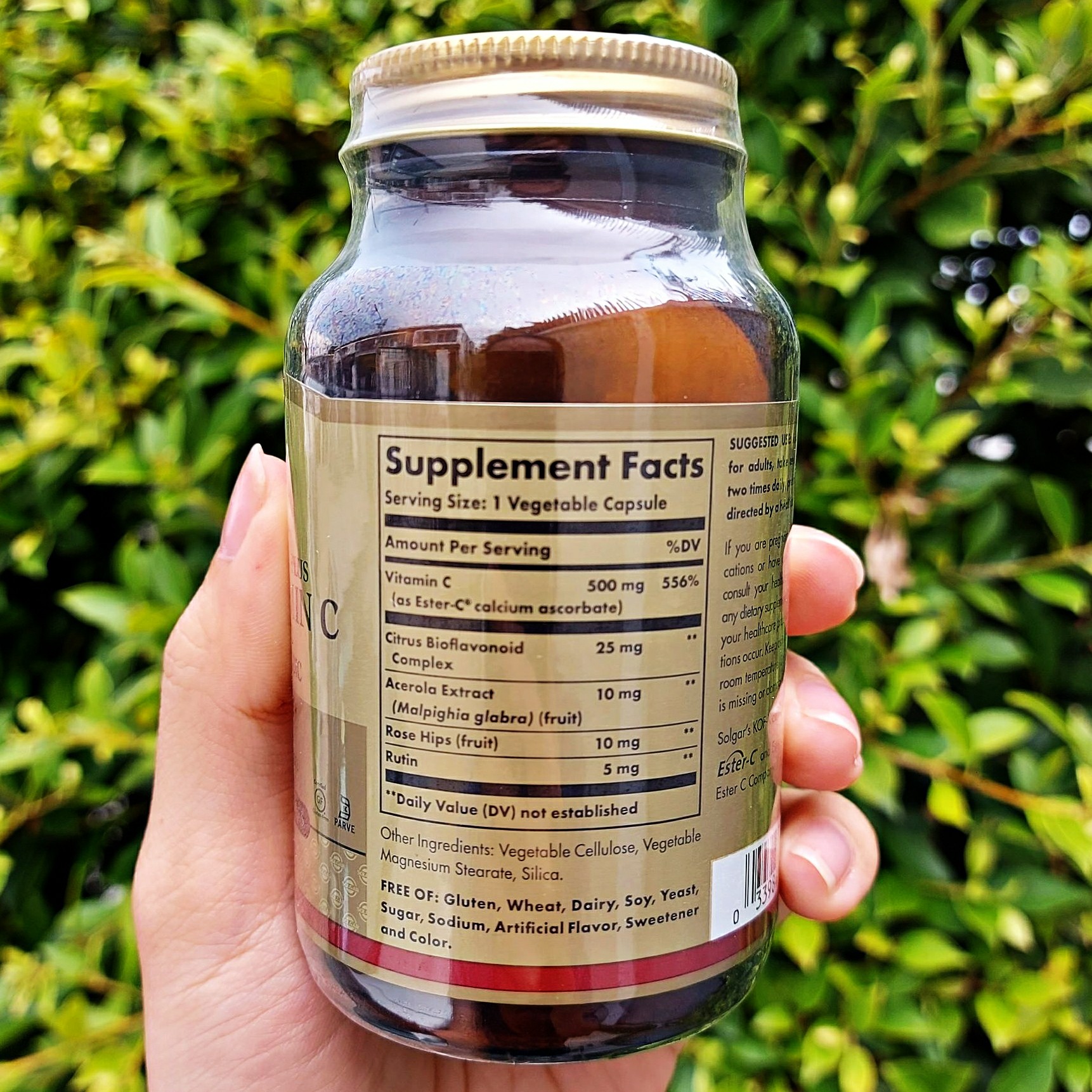 เอสเตอร์-ซี พลัส วิตามินซี Ester-C Plus Vitamin C 500 mg 100 Vegetable Capsules (Solgar®) ผสมไบโอฟลาโวนอยด์ ไม่ระคายเคืองกระเพาะ