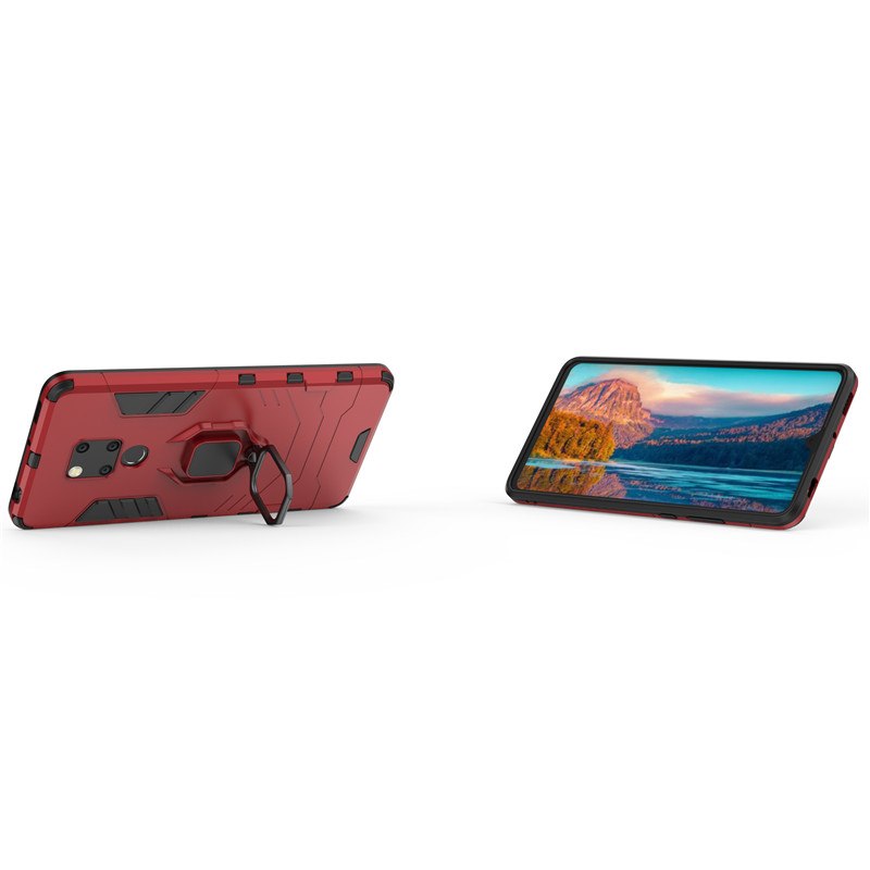 Case Huawei Mate 20 X #เคสฝาหลังพลาสติกแข็ง +TPU Hybrid Case มีแหวนสวมนิ้วโลหะ