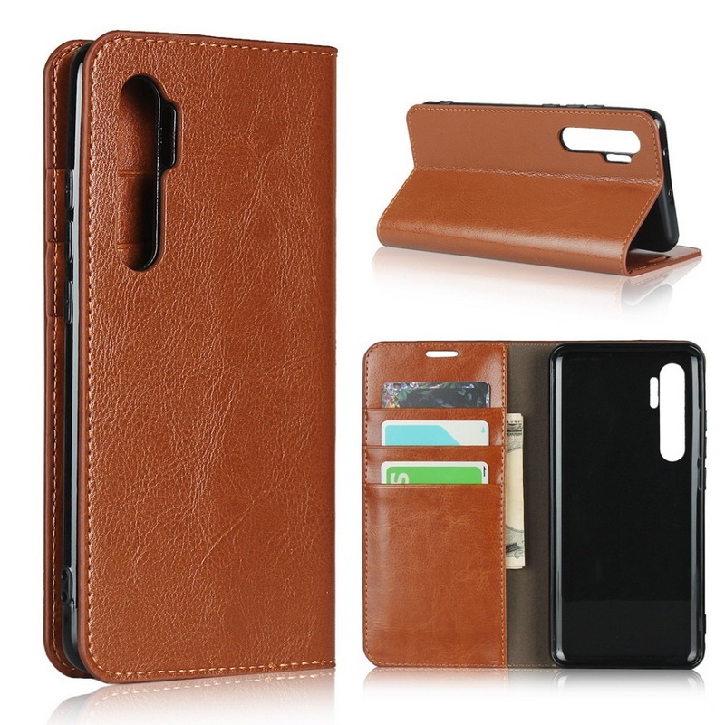 Case Xiaomi Mi Note 10 Lite #เคสฝาพับแบบกระเป๋าสตางค์คุณภาพดี Crazy Horse Genuine Leather Cover
