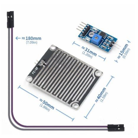 เซนเซอร์น้ำฝน ความชื้น Rain / Water Detection Sensor Module พร้อมสาย สำหรับ Arduino