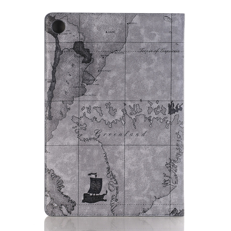 เคส Huawei MediaPad M5 Pro 10.8 นิ้ว #เคสฝาพับหนัง PU พิมพ์รูปแบบแผนที่ Map Pattern Stand Wallet Leather