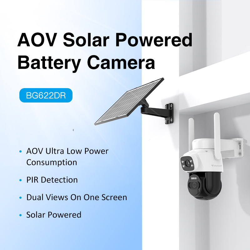 Vstarcam Vstarcam กล้องสองเลนส์โซล่าเซลล์แบบใส่ซิมใช้พลังงานแสงอาทิตย์ รุ่นBG622DR รองรับซิม4Gทุกเครือข่าย ขาว