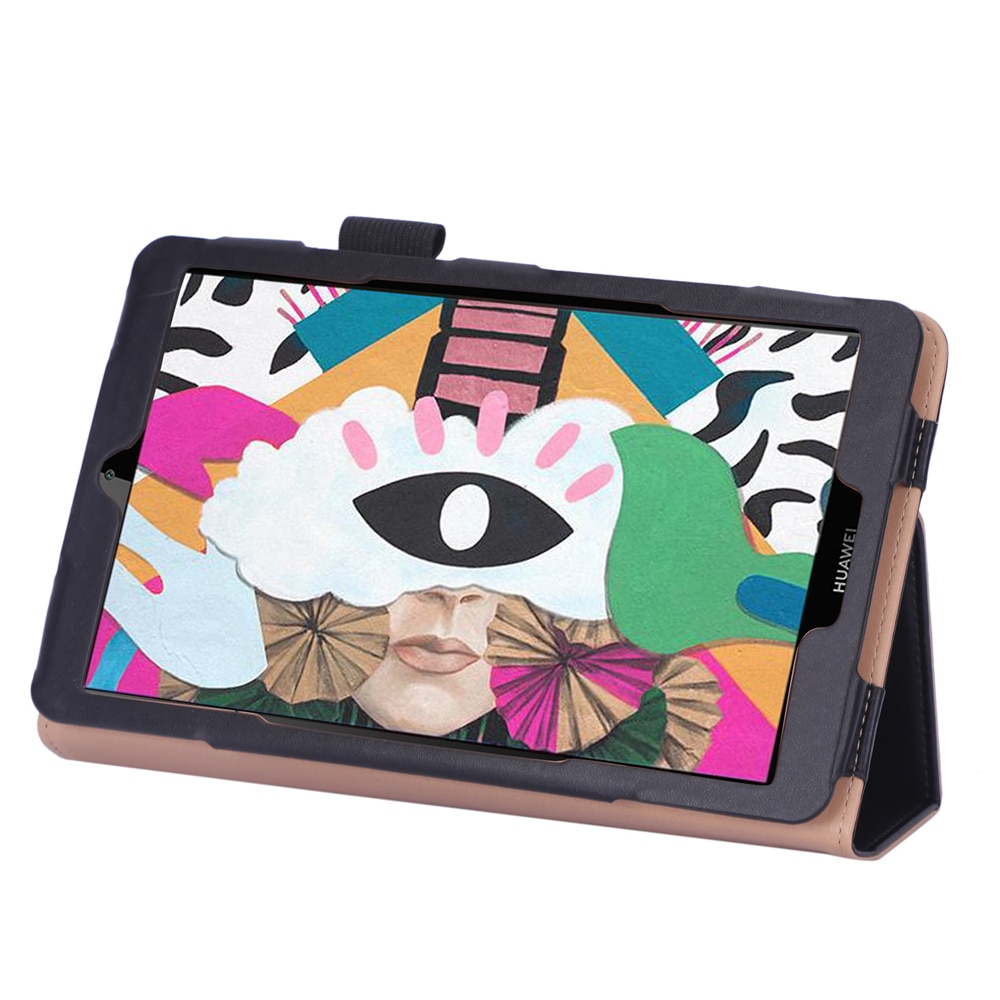 Case Huawei MediaPad M5 Lite 8 นิ้ว #เคสแบบฝาพับหนัง PU มีที่สวมนิ้วสำหรับ Leather Stand Card Holder Tablet Case with Elastic Band