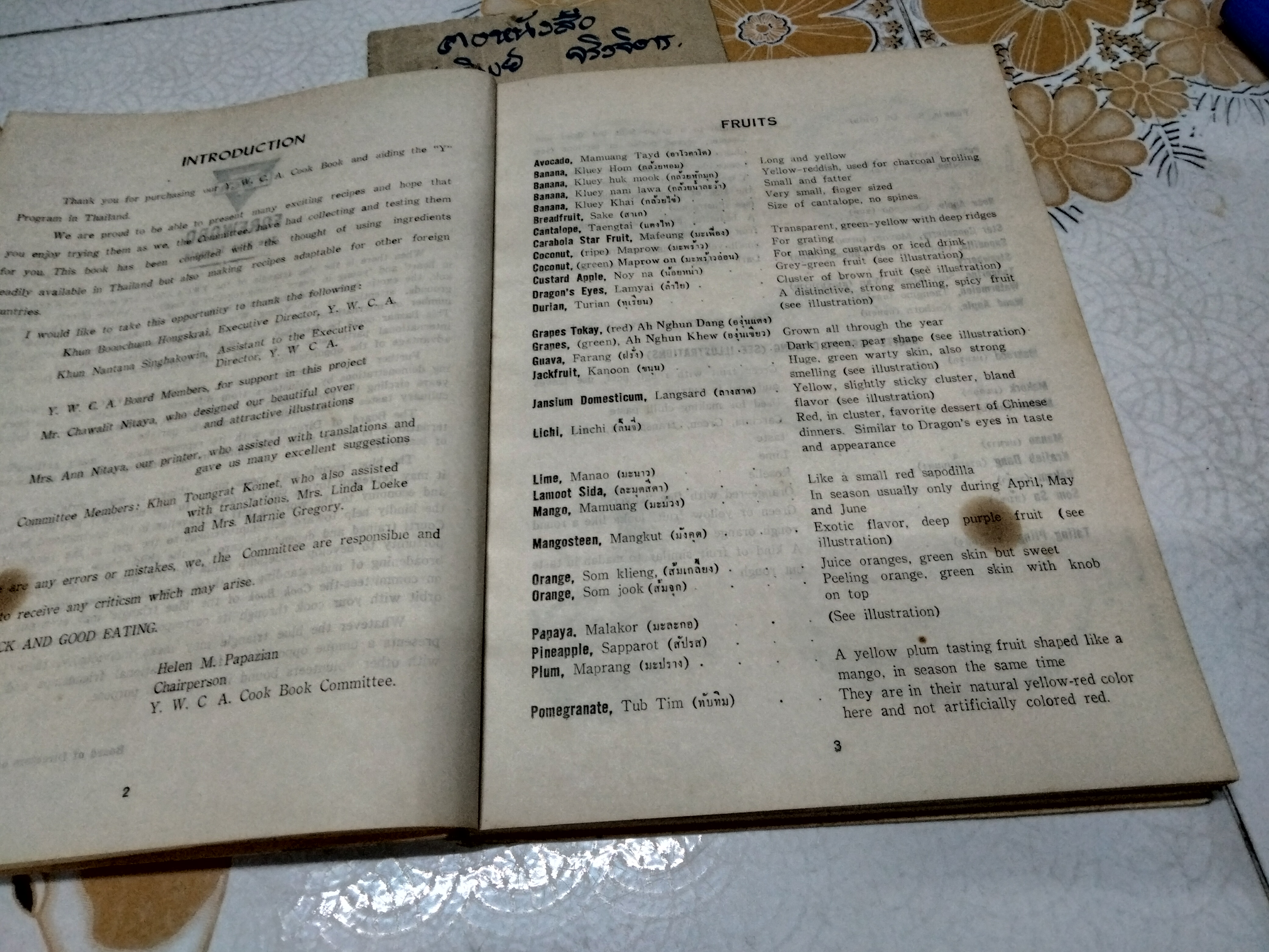 Y.W.C.A Cook book Bangkok , 1976 Lingual English/Thai Cookbook หนังสือสองภาษา อังกฤษ-ไทย **สินค้าหมด**