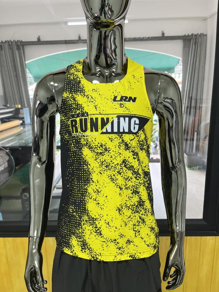เสื้อวิ่งพิมพ์ลาย LRN เนื้อผ้า Micro square สำหรับวิ่งมาราธอน (MS08_1)