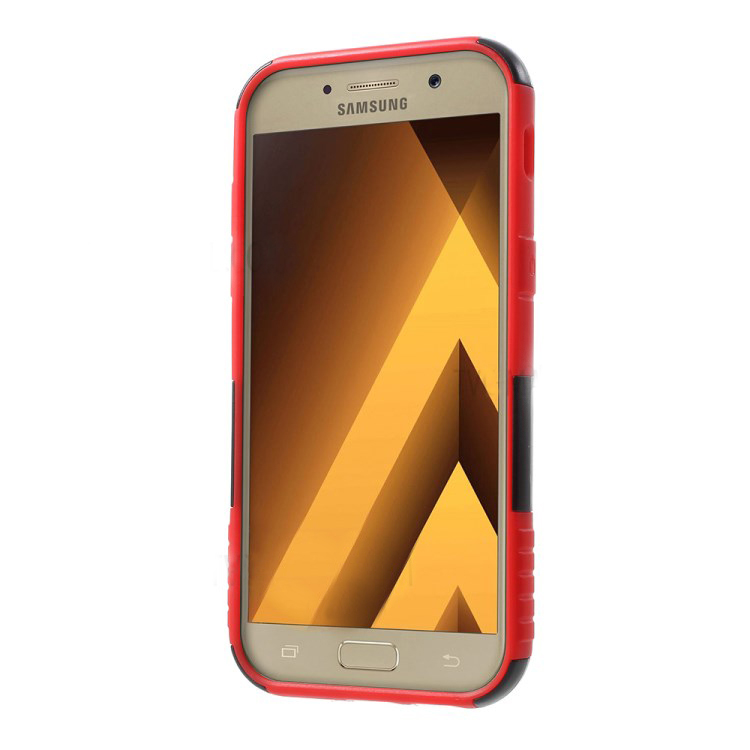 Case Samsung Galaxy A7 2017 เคส กันกระแทก Plastic + TPU Hybrid มีขาตั้ง / สีแดง พร้อมส่ง