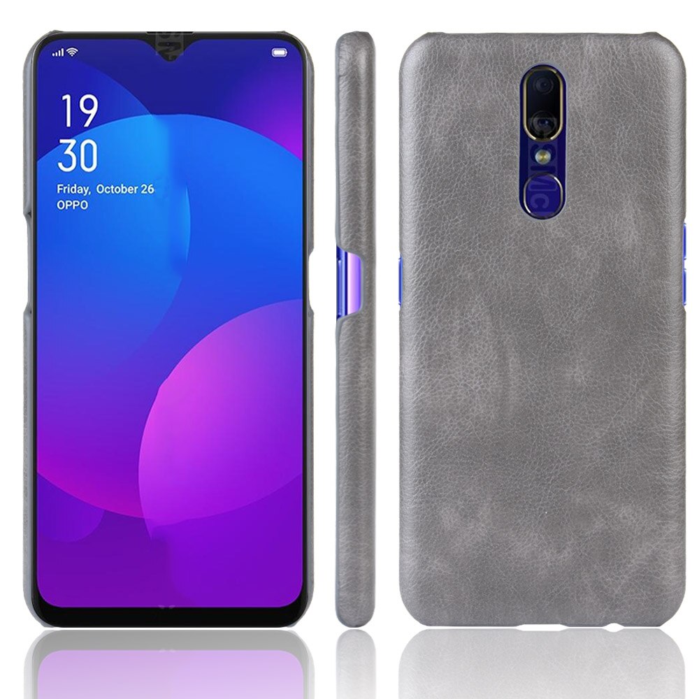 เคส OPPO F11 Pro #เคสฝาหลังพลาสติกแข็งเคลือบหนัง PU ลายผิวลิ้นจี่ Litchi Skin Leather Coated