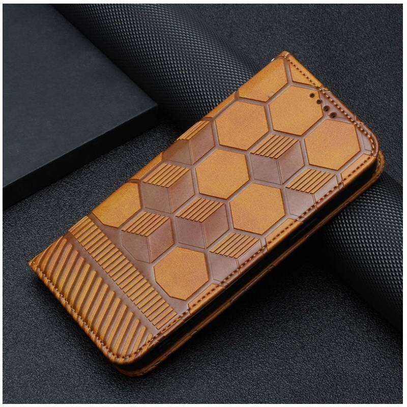 เคส iPhone 12 Pro Max #เคสฝาพับหนัง PU ฝาดูดซับแม่เหล็กลายเรขาคณิตมีช่องใส่บัตรแบบกระเป๋าสตางค์