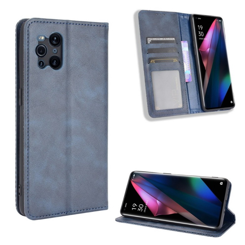 เคส OPPO Find X3 Pro #เคสฝาพับปกหนังสไตล์วินเทจดูดซับอัตโนมัติแบบกระเป๋าสตางค์