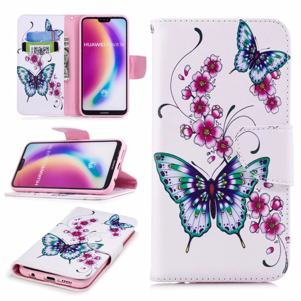 Case Huawei P20 Lite/Nova 3e #เคสฝาพับสไตล์กระเป๋าสตางค์พิมพ์ลายสวยๆ Pattern Printing Magnetic Leather