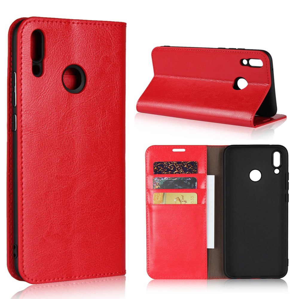 Case Huawei Y9 (2019) #เคสฝาพับแบบกระเป๋าสตางค์คุณภาพดีราคาถูก Crazy Horse Genuine Leather Cover