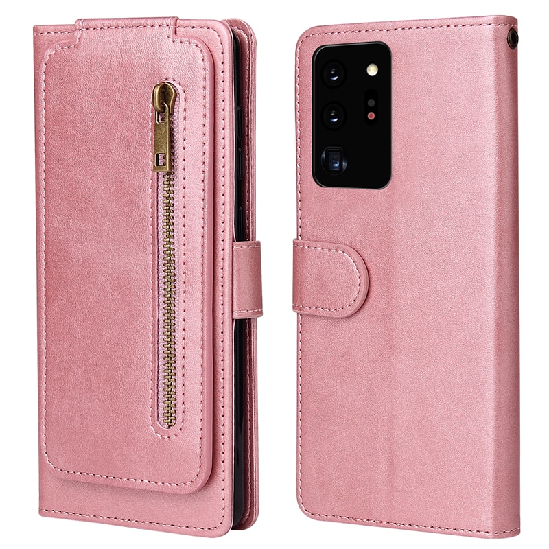 Case Samsung Galaxy Note 20 Ultra / Note 20 Ultra 5G #เคสฝาพับแบบกระเป๋าสตางค์ช่องใส่บัตรหลายช่อง Multi-slot Wallet Zippered Leather พร้อมสายคล้อง