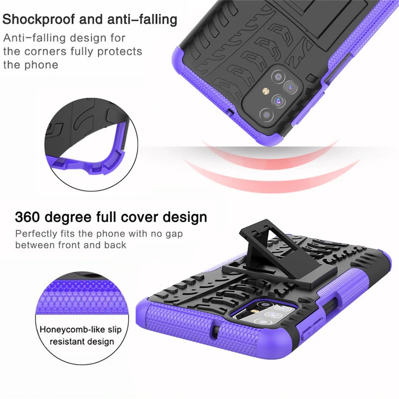 Case Samsung Galaxy M51 #เคสฝาหลังกันลื่น Cool Tyre Pattern Kickstand (PC + TPU)