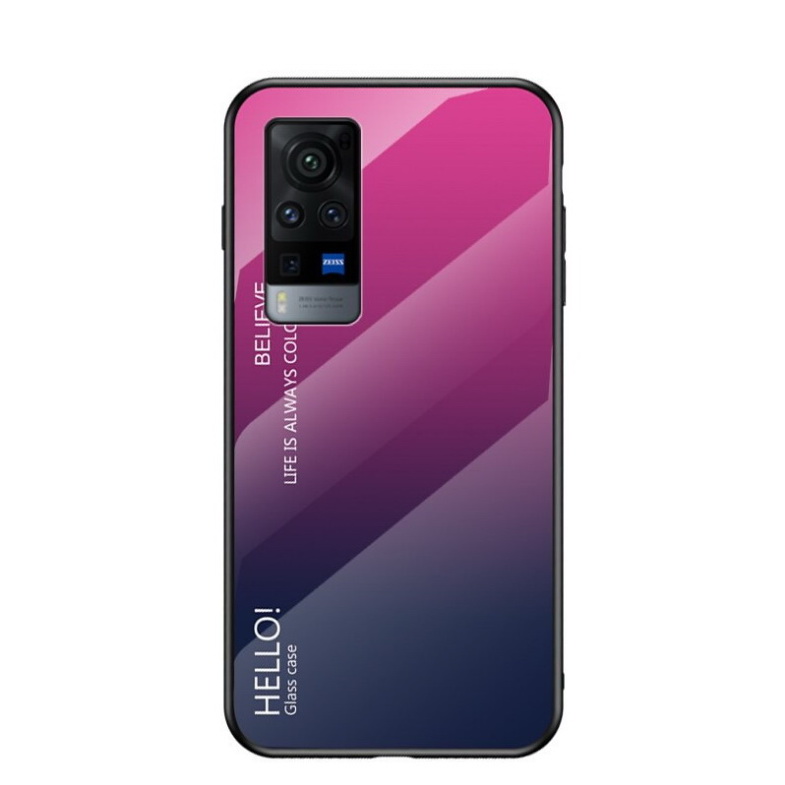 เคส Vivo Y31 2021 #เคสฝาหลัง Gradient Color Glass + PC + TPU Hybrid Case