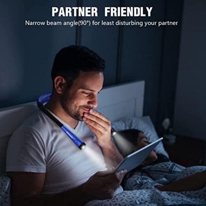 Glocusent® Upgraded LED Neck Reading Light ไฟอ่านหนังสือ ไฟฉายแบบคล้องคอ แบบชาร์จได้ ไฟLEDปรับความสว่างได้