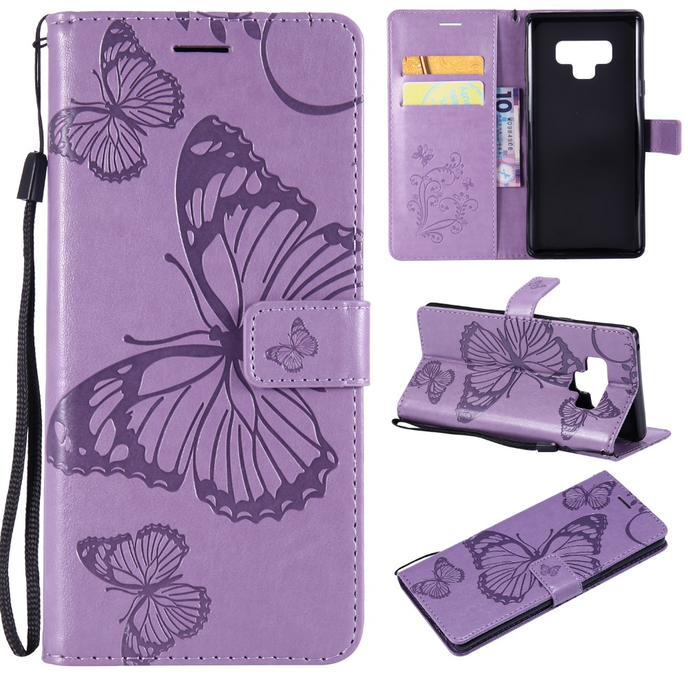 เคส Samsung Galaxy Note 9 #เคสฝาพับหนัง PU Imprint Butterflies Pattern