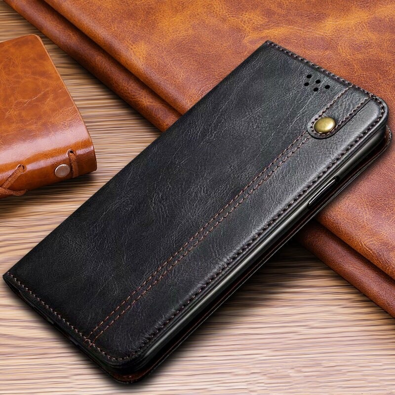 เคส Samsung Galaxy S23 5G #เคสฝาพับหนัง PU ผิวหนังม้า Waxy Crazy Horse Texture TPU + PU Leather Case Cover