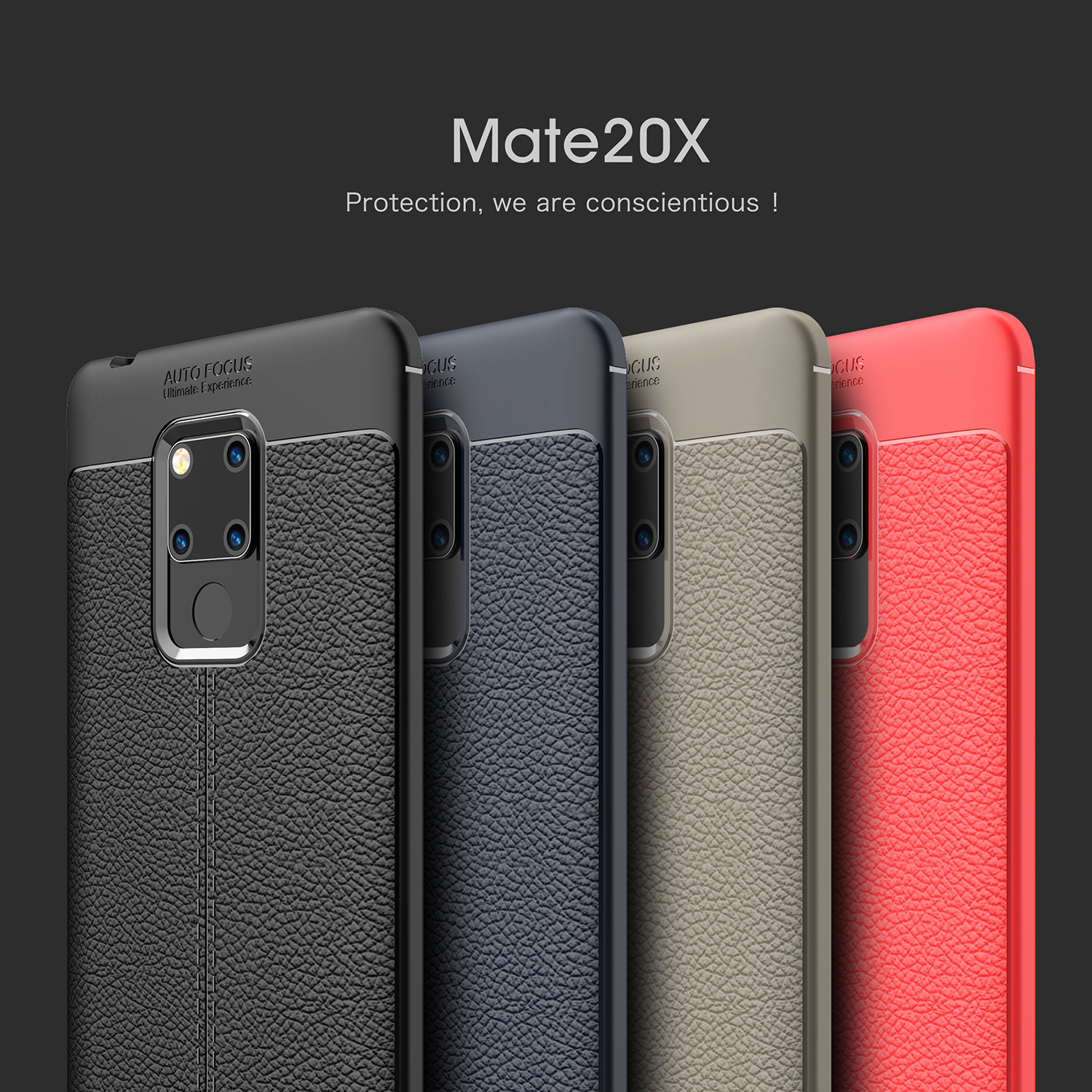 Case Huawei Mate 20 X #เคสฝาหลังTPU ผิวลิ้นจี่ช่วยป้องกันลายนิ้วมือและกันลื่นได้ดี
