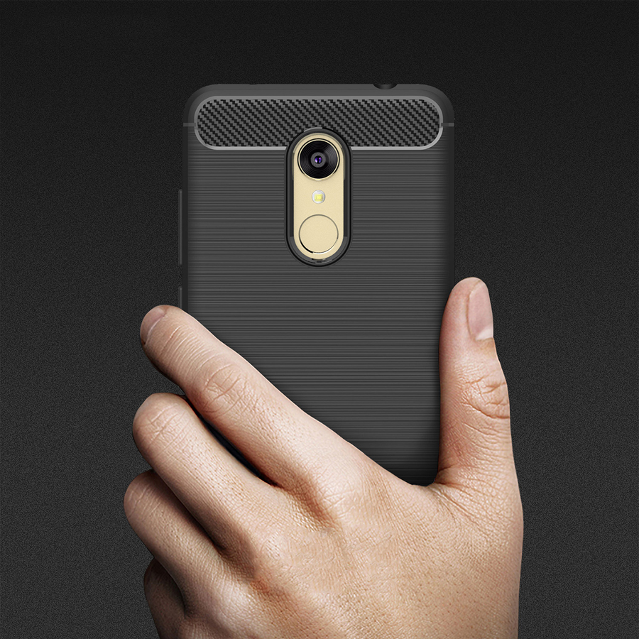 เคส Xiaomi Redmi 5 #เคสฝาหลังตกแต่งคาร์บอนไฟเบอร์ ผิวขัดแปรง Brushered TPU Back Case