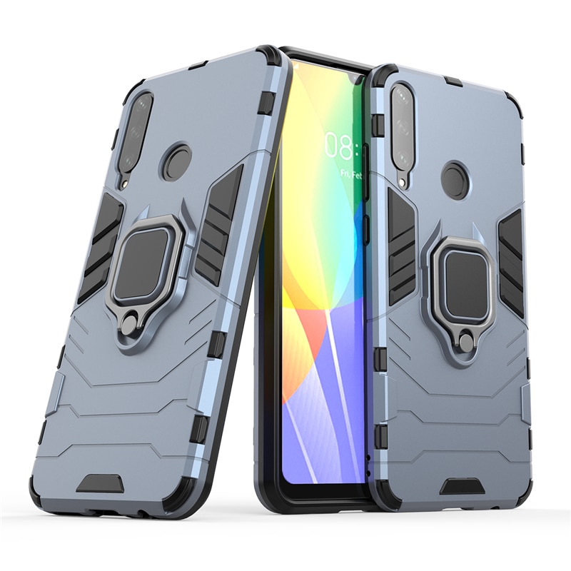Case Huawei Y6p #เคสฝาหลังพลาสติกแข็ง +TPU Hybrid Case มีแหวนสวมนิ้วโลหะ