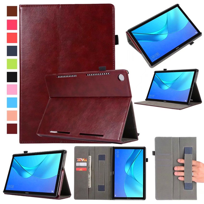 Case Huawei MediaPad M5 Pro 10.8 นิ้ว #เคสฝาพับหนัง PU มีที่สวมนิ้ว Wallet Stand Leather Cover Shell with Elastic Band