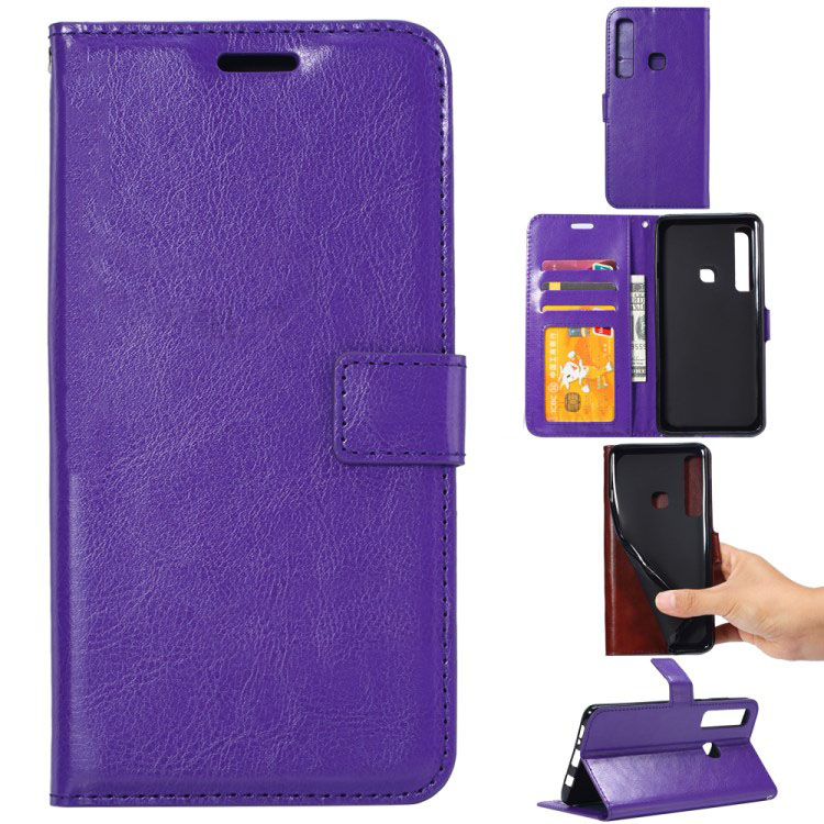 เคส Samsung Galaxy A9 (2018) #เคสฝาพับแบบกระเป๋าสตางค์หนัง PU ผิวหนังม้า Crazy Horse คุณภาพดีราคาถูก