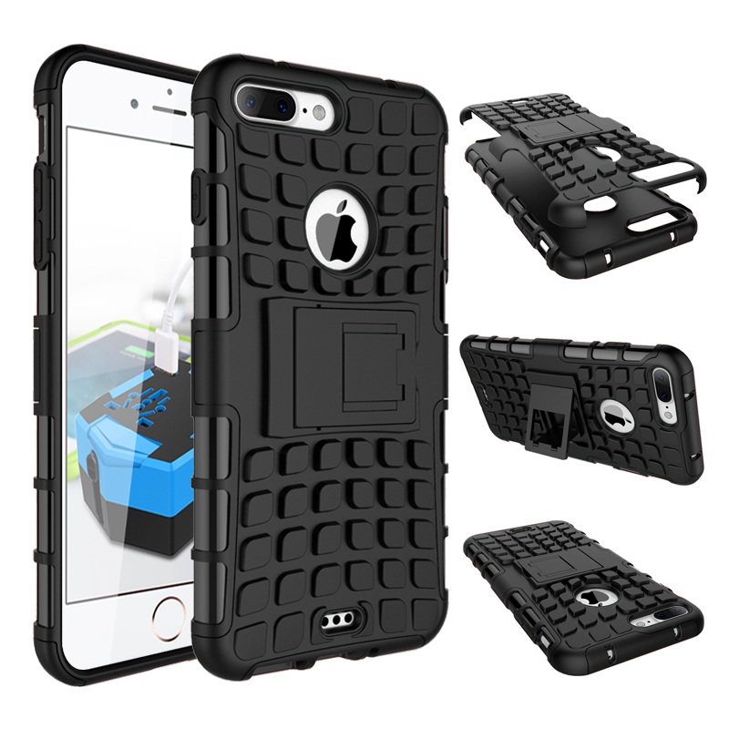 Caseiphone 7 plus / 8 plus #เคสฝาหลังป้องกันกระแทก + TPU พร้อมขาตั้ง Anti-slip PC + TPU