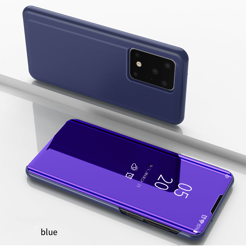เคส Samsung Galaxy S20 Ultra / S20 Ultra 5G #เคสฝาพับปกโปร่งแสงผิวเงา Electroplating Mirror Surface Window