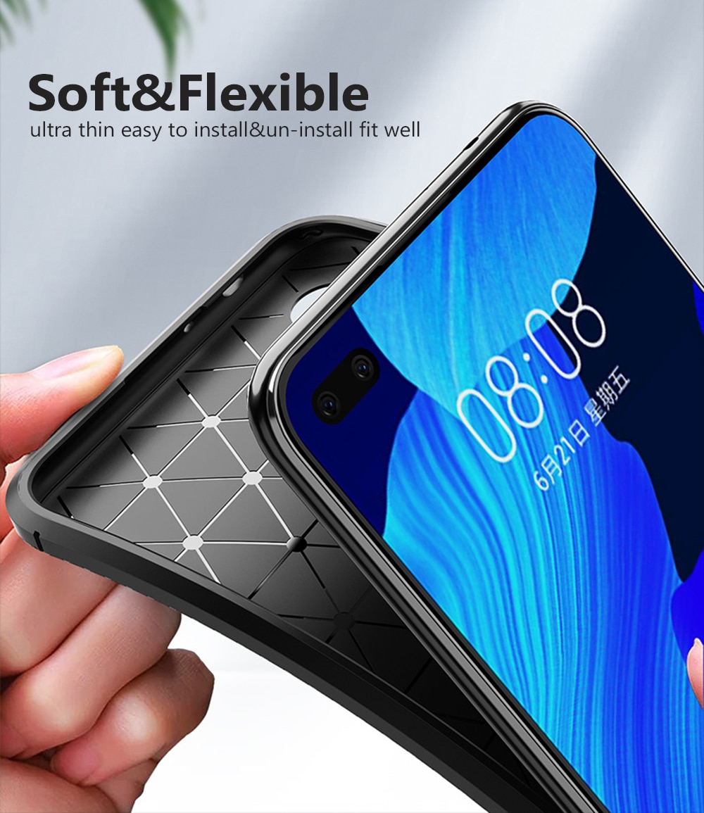 เคส Huawei Nova 6 #เคสฝาหลังนิ่ม Carbon Fiber Anti-drop TPU Protection