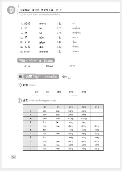 แบบเรียนภาษาจีน Hanyu Jiaocheng 1A (พิมพ์ครั้งที่ 3) (ฉบับจีน-ไทย) + MP3 汉语教程（第3版）1（上）汉语-泰语 + MP3 Hanyu Jiaocheng Vol. 1A (3rd Edition) (Chinese-Thai Edition) + MP3