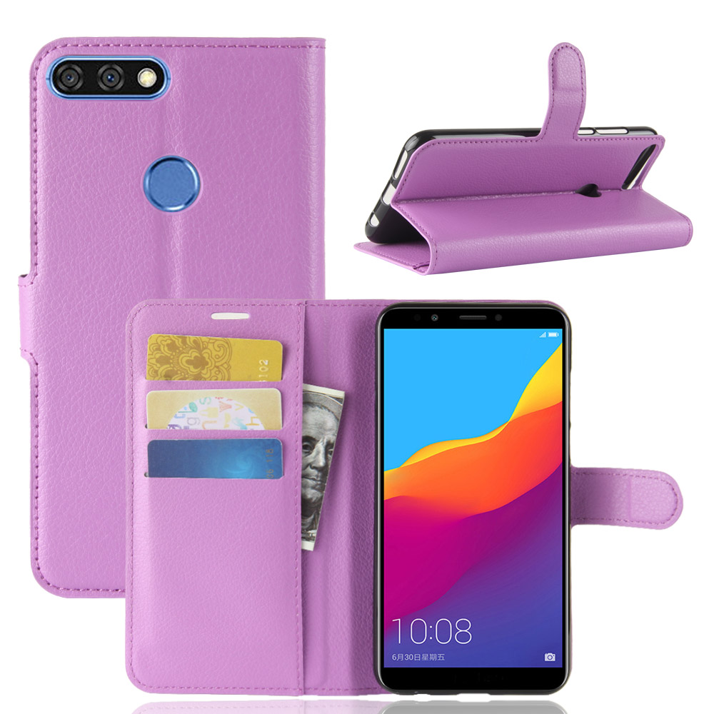 เคส Huawei Honor 7C #เคสฝาพับสไตล์กระเป๋าสตางค์หนัง PU ผิวลิ้นจี่