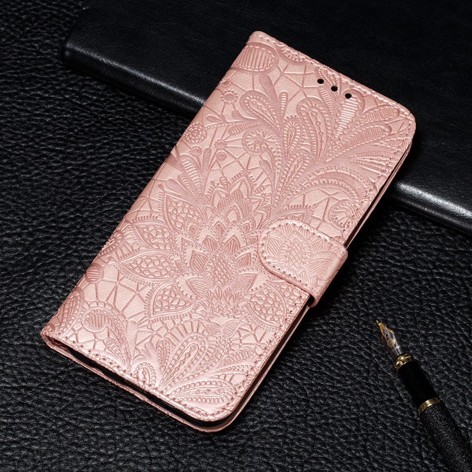 เคส Samsung Galaxy S21+#เคสฝาพับแบบกระเป๋าสตางค์หนัง PU พิมพ์ลายดอกไม้ลูกไม้ Imprint Lace Flower