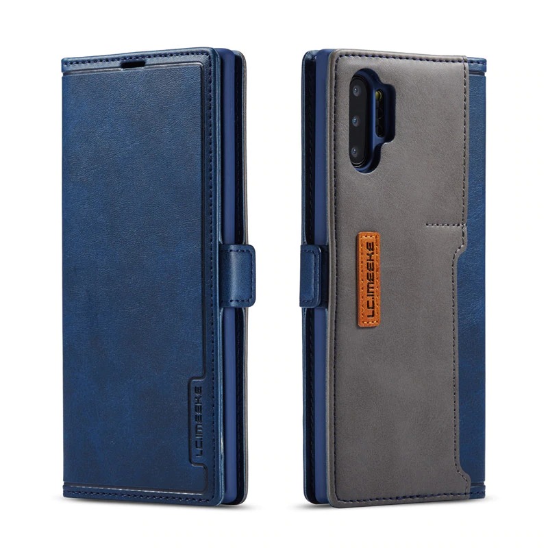 เคส Samsung Galaxy Note 10+ #เคสฝาพับหนัง PU สไตล์กระเป๋าสตางค์พร้อมช่องใส่การ์ด Fashion Retro Card Slot Wallet Flip Cover PU Leather Phone Case