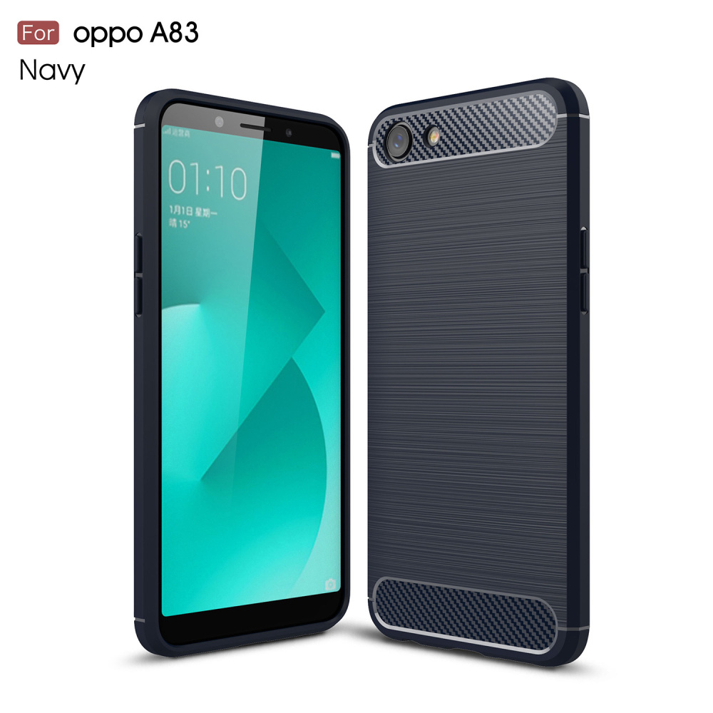 Case OPPO A83 #เคสฝาหลัง TPU นิ่มคาร์บอนไฟเบอร์ผิวแบบขัดแปรงสวยงามทันสมัย