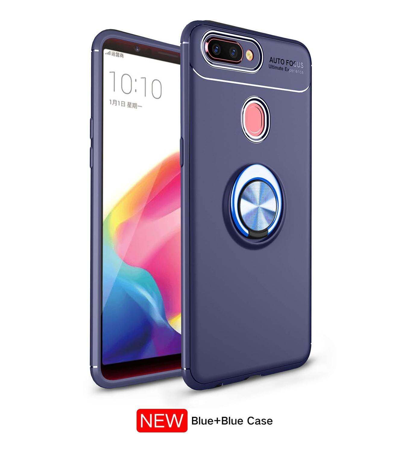 Case OPPO A7 / A5s / AX5s #เคสฝาหลัง TPU Finger Ring Kickstand (แผ่นโลหะแบบ Built-in)