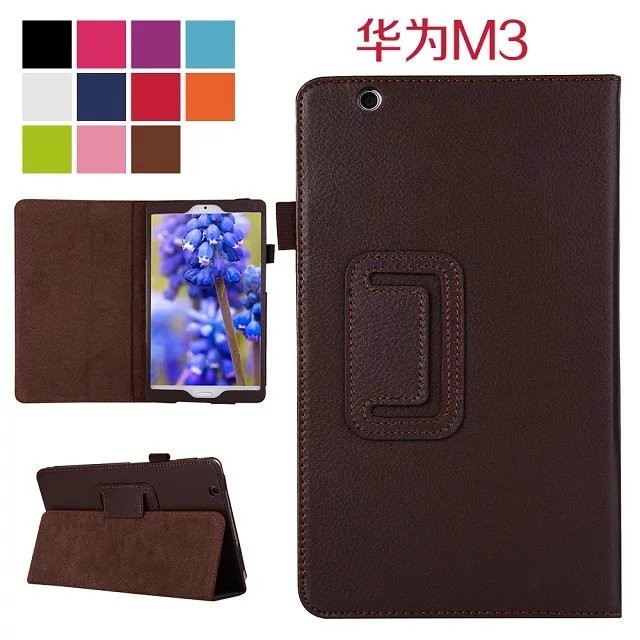เคส Huawei MediaPad M3 8.4 ฝาพับหนัง PU ผิวลิ้นจี่ สีสันสดใสสวยงาม
