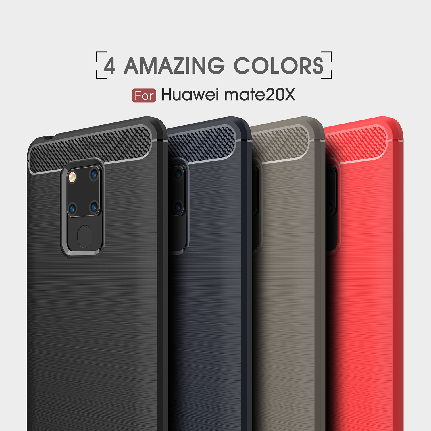 เคส Huawei Mate 20 X #เคสฝาหลัง TPU นิ่มคาร์บอนไฟเบอร์ผิวแบบขัดแปรง