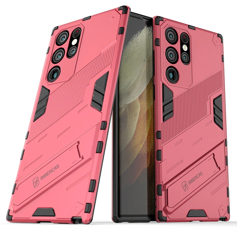 เคส Samsung Galaxy S23 Ultra 5G #เคสฝาหลังพลาสติก ไฮบริด TPU + Kickstand