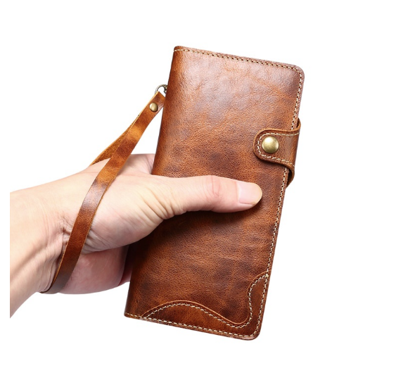 Case Samsung Galaxy S21 #เคสฝาพับหนังแท้พร้อมสายคล้อง Genuine Wallet Leather Phone Cover with Lanyard