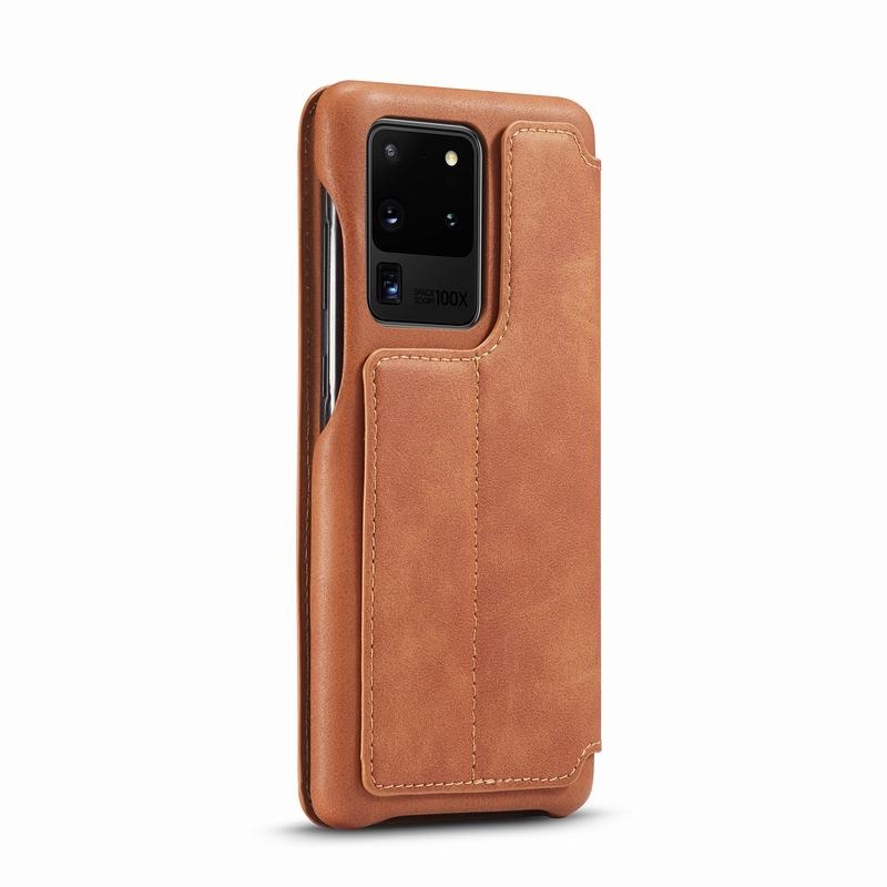 เคส Samsung Galaxy S20 Ultra / S20 Ultra 5G #เคสฝาพับหนัง PU มีช่องใส่บัตร LC.IMEEKE Retro Style Leather Card Holder