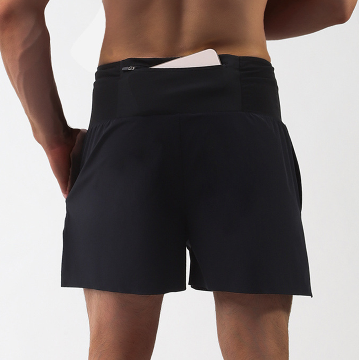 กางเกงวิ่งขาสั้น วิ่งมาราธอน วิ่งเทรล 3" ใส่สบาย มีกระเป๋าใส่ของที่รอบเอว ไม่มีซับใน โลโก้เรืองแสง (F03)