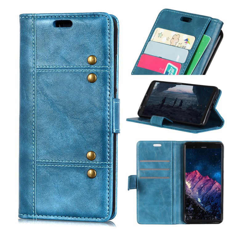 เคส Xiaomi Mi 8 Pro #เคสฝาพับหนัง PU การตกแต่งแบบริ้ว Rivet Decor Crazy Horse Texture