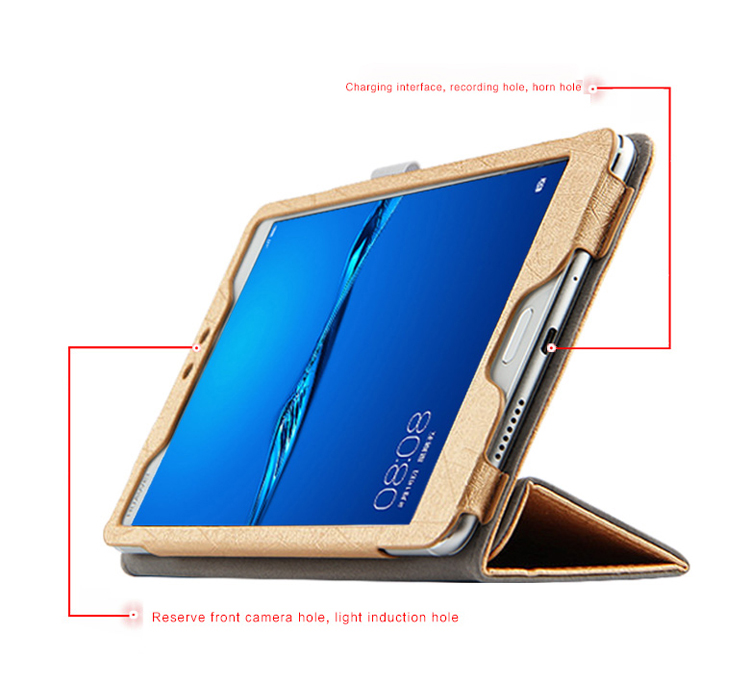 เคส Lenovo Tab 4 8 Plus #เคสฝาพับหนัง PU แบบ 3 พับลายเส้น Tri-fold Stand Smart Leather