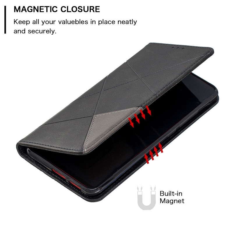 Case Xiaomi Mi 9T #เคสฝาพับหนัง PU มีช่องเสียบ ID บัตรอื่นๆในตัว Geometric Pattern Leather Card Holder Protective