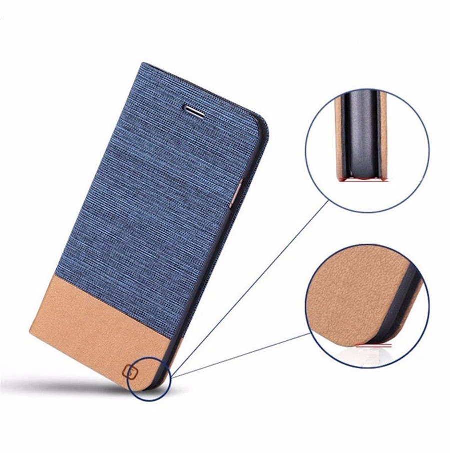 เคส Xiaomi Redmi 5A #เคสฝาพับหนัง PU ลายผิวผ้าใบออกแบบสีทูโทน