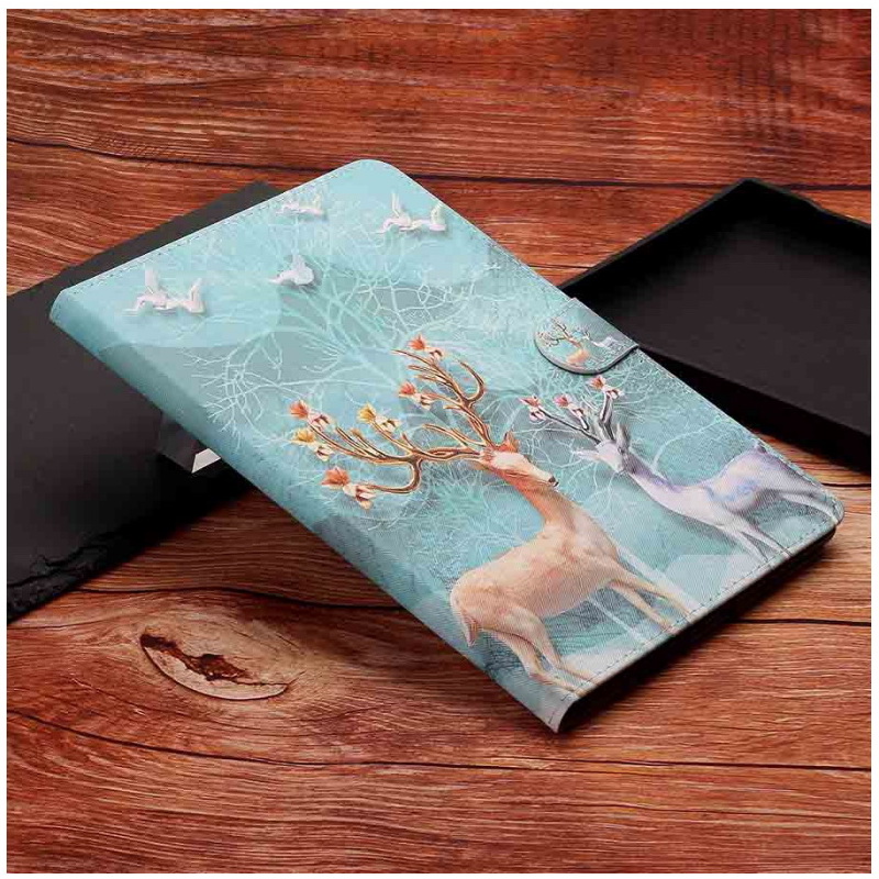 เคส Samsung Galaxy Tab A 8.0 2019 SM-T290 T295 T297 #เคสฝาพับหนัง PU พิมพ์ลายการ์ตูน Pattern Printing PU Leather Flip