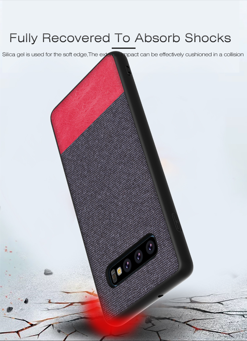 Case Samsung Galaxy S10+ #เคสฝาหลังรูปแบบ Cloth Texture PU Leather + TPU